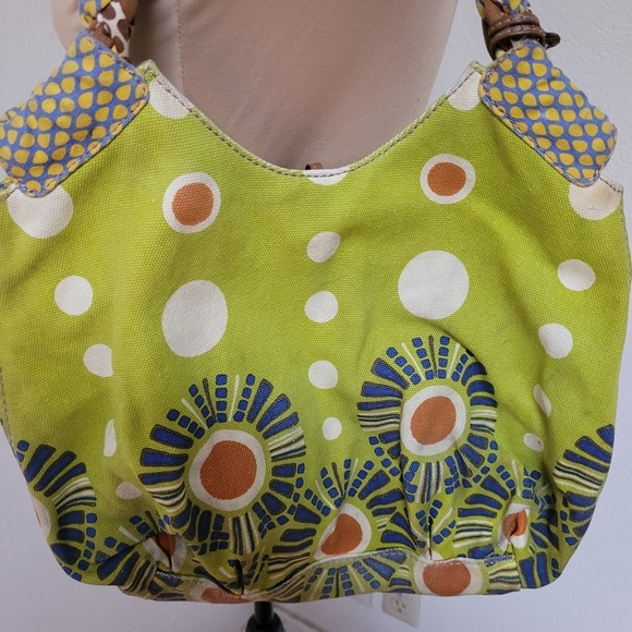 Fossil Green Floral Boho Purse with Braided Handles - Picture 6 of 11